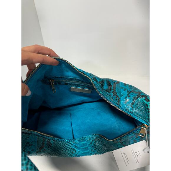 Ximena Kavalekas Python Single Shoulder Strap Hobo Bag Turquoise Teal Black - Picture 6 of 11